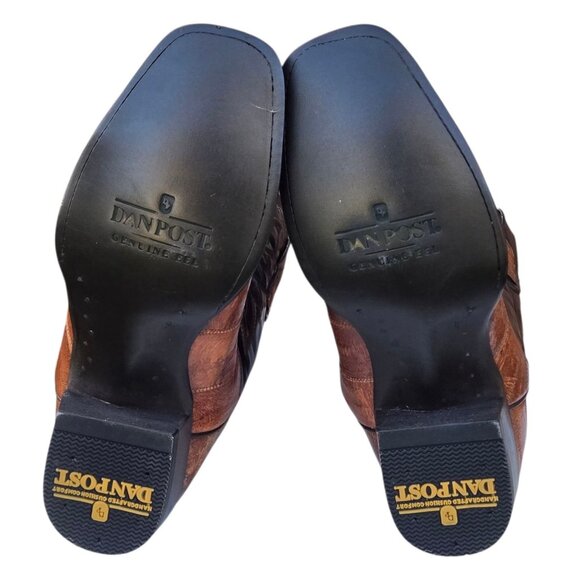 Dan Post Cowboy Boots Mens Exotic Eel Leather Brown Two Tone 8.5 D Never Worn - Picture 6 of 16